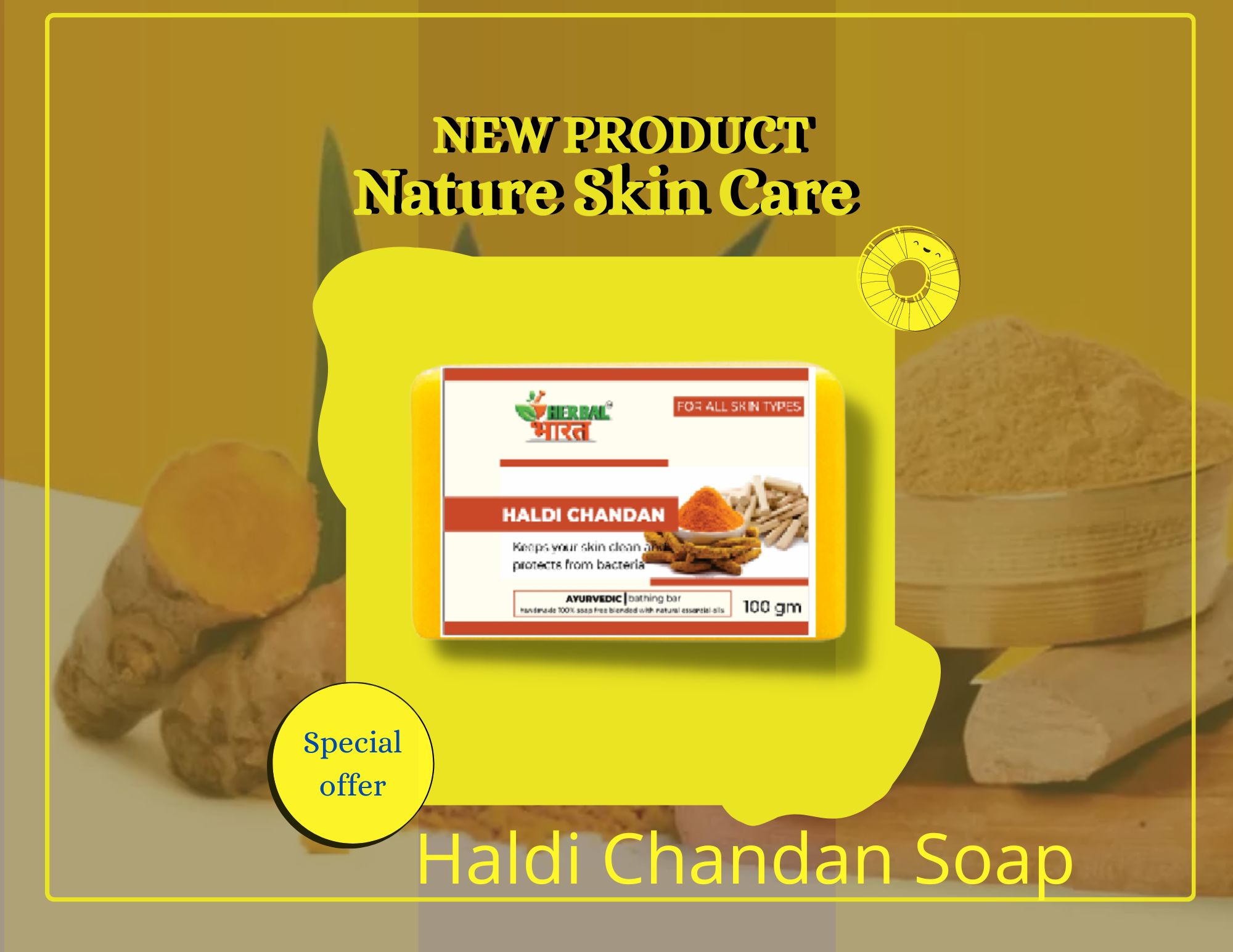 Haldi chandan soap by herbal bharat